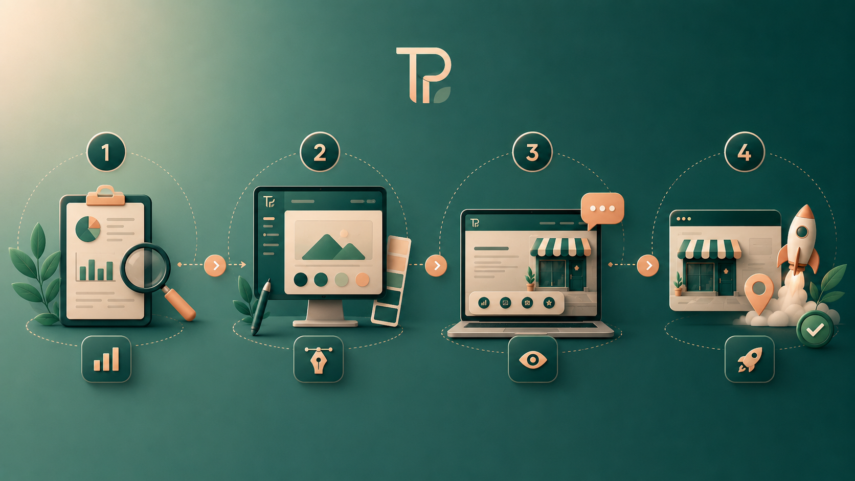Illustration des étapes d'un projet de site vitrine